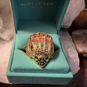 Kurt Geiger Gold Ring with Multicolor Stones sz 7.5